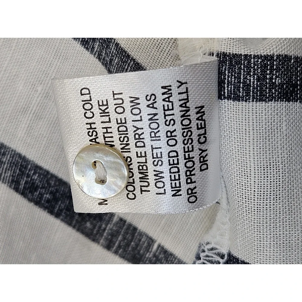 Hester & Orchard Linen Blend Top Striped Blue White Large 3/4 Sleeves - Picture 8 of 9